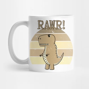 Cute Angry T-Rex Dinosaur Sepia Retro Sunset RAWR Mug